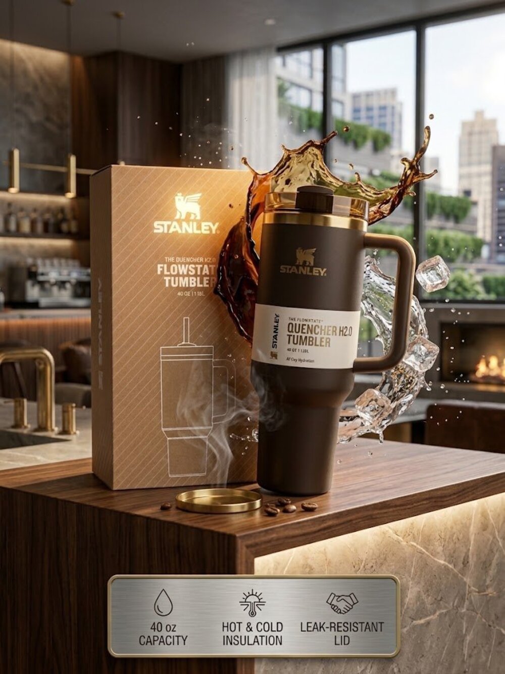 Stanley Chocolate Gold Quencher 40 oz Tumbler FlowState H2.0 – Factory Sealed - Picture 3 of 4